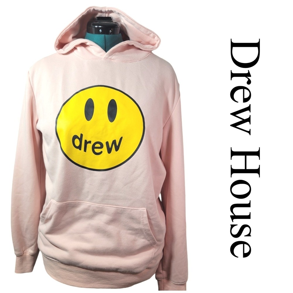 Drew House‎ Mascot Hoodie Pink Smiley Face Graphic Pullover Sweatshirt Small